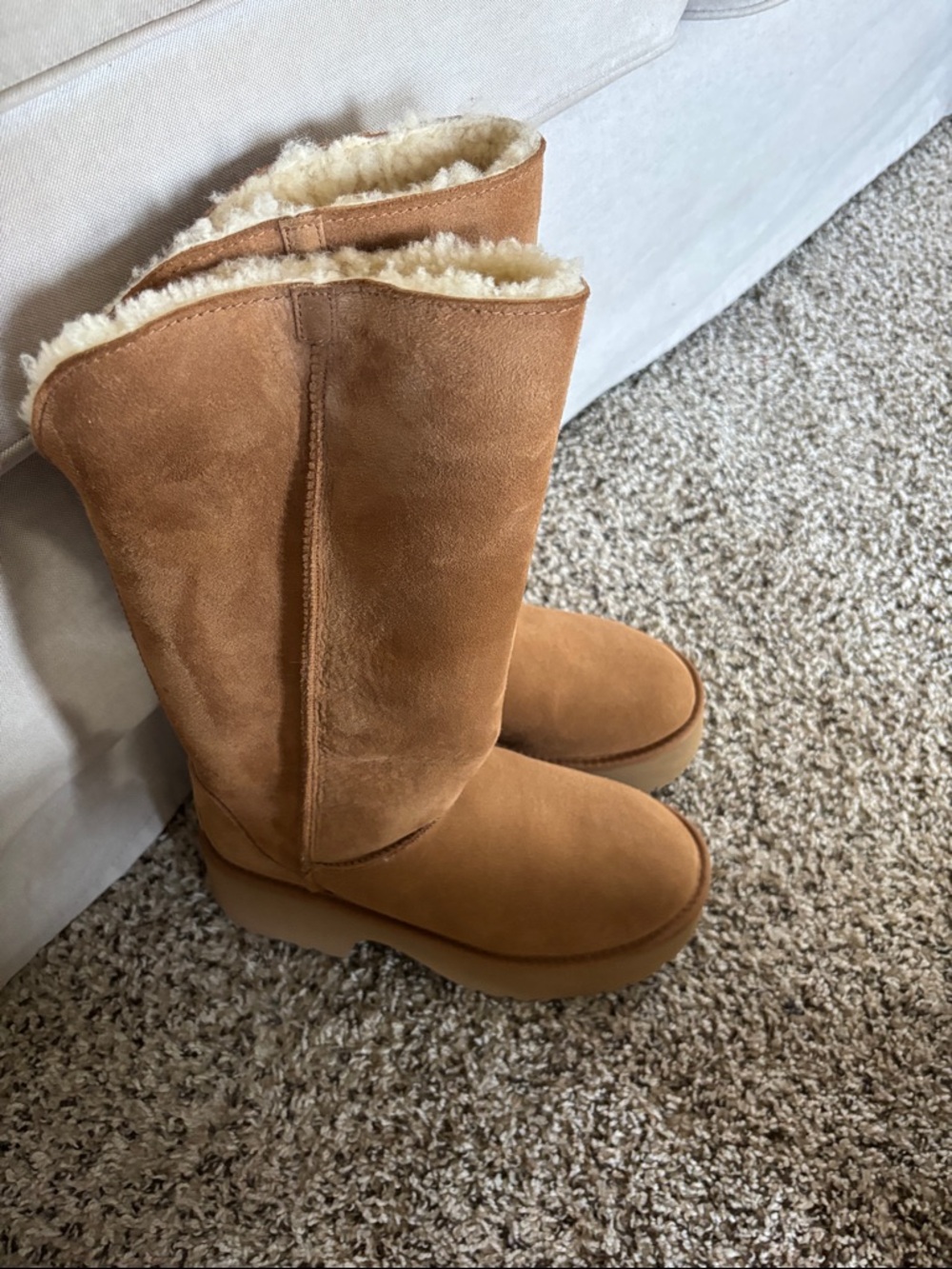 UGG Classic Shearling-Lined Suede Tall Boots - Chestnut